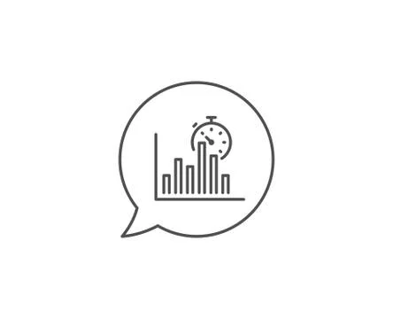 Report timer line icon. Column graph sign. Vector Stock Illustration