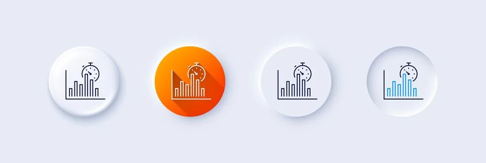 Report timer line icon. Column graph sign. Line icons. Vector Stock Illustration