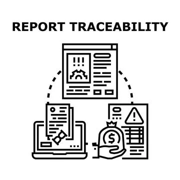 Report traceability concept with data and documents Illustrazione stock