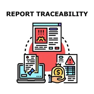 Report traceability concept with data and documents Illustrazione stock
