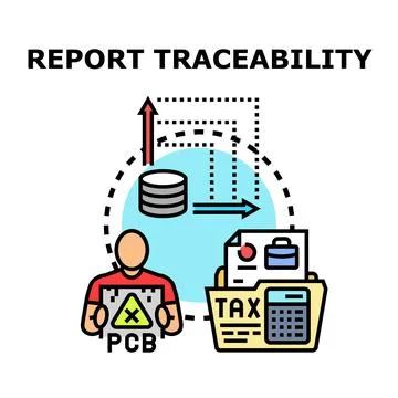 Report traceability process tracking data and financial compliance Stock Illustration