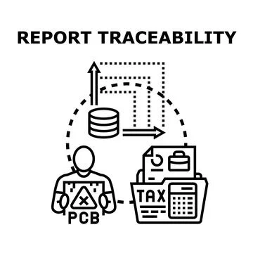 Report traceability process tracking data and financial compliance Stock Illustration