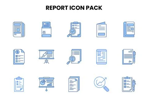 Report Two Colour Design Icons Pack Stock Illustration