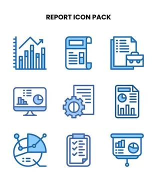 Report Two Colour Design Icons Pack Illustrazione stock