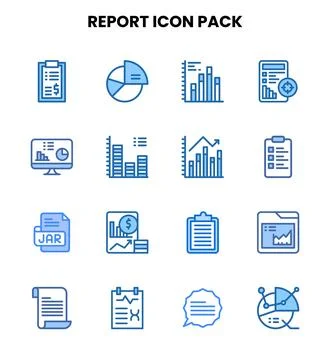 Report Two Colour Scalable Icons Pack 스톡 일러스트