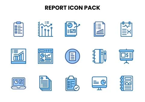 Report Two Colour UI Icons Pack Stock Illustration