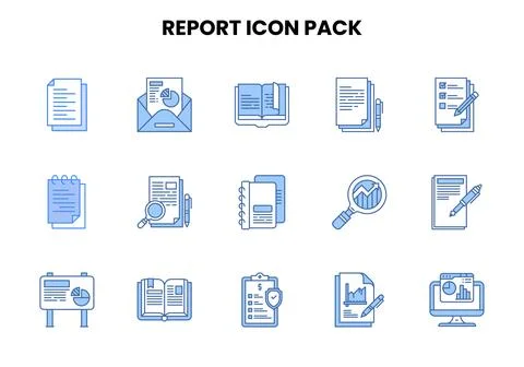 Report Two Colour Vector Icons Pack 스톡 일러스트