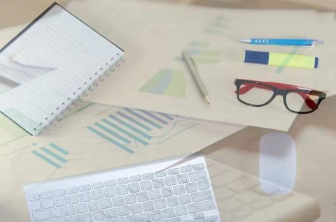 Report on work desk Stock Photos