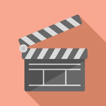 Reportage clapper icon flat vector. Camera tv 库存插图