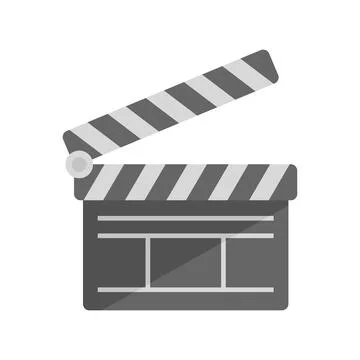 Reportage clapper icon flat vector. Camera tv Stock Illustration