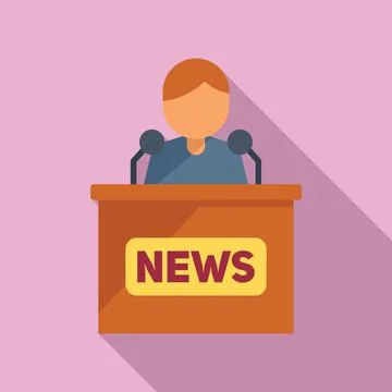 Reportage journalist icon flat vector. Camera press Stock Illustration