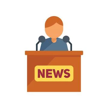 Reportage journalist icon flat vector. Camera press Illustrazione stock