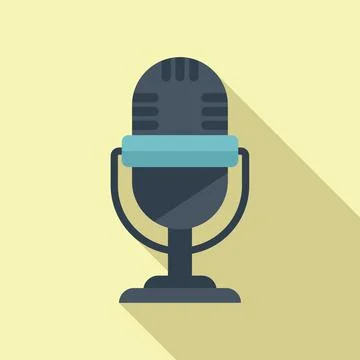 Reportage microphone icon flat vector. Camera press 库存插图