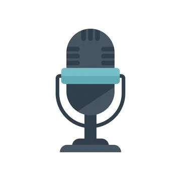 Reportage microphone icon flat vector. Camera press Illustrazione stock