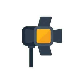 Reportage spotlight icon flat vector. Camera press Illustrazione stock