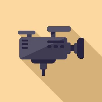 Reportage video camera icon flat vector. Press tv Stock Illustration