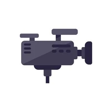 Reportage video camera icon flat vector. Press tv Stock Illustration