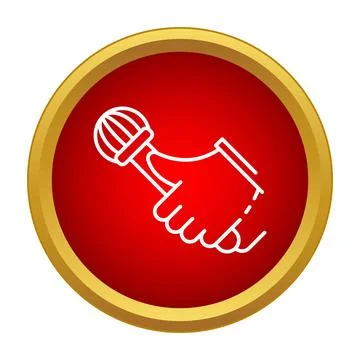 Reporter hand holding microphone for interview concept Stockillustratie