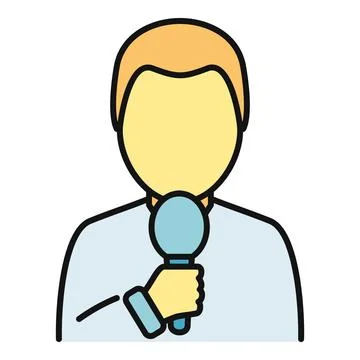 Reporter holding microphone reporting live news event Illustrazione stock