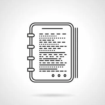 Reporter notes flat line design vector icon Illustrazione stock