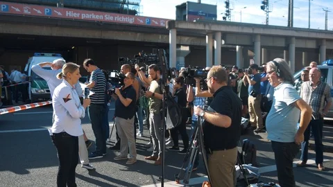 Reporter Team At Hostage Taking Cologne Stock Footage 96469737