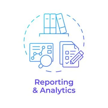 Reporting and analytics blue gradient concept icon Stock Illustration