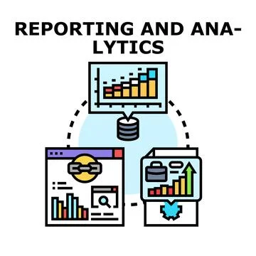 Reporting and analytics concept connecting data and business insights Stock Illustration