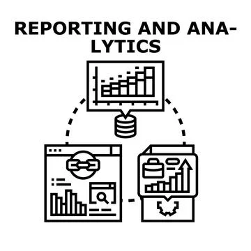 Reporting and analytics concept connecting data and business insights Stock Illustration