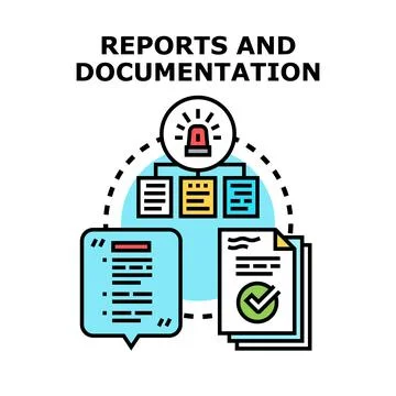 Reporting and documentation process for business information analysis Stock Illustration