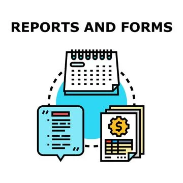 Reporting and forms concept managing financial data Stock Illustration