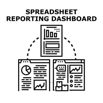 Reporting dashboard processing financial data analysis Stock Illustration