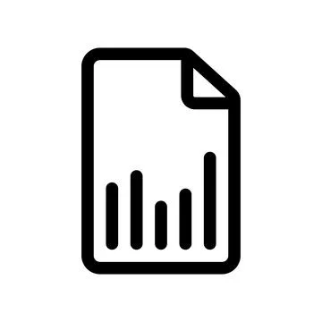 Reporting document with graphs outline icon isolated on white background Stock Illustration
