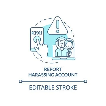 Reporting harassing account concept icon Stock Illustration
