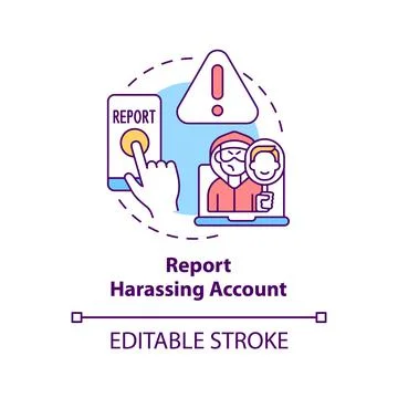 Reporting harassing account concept icon Stock Illustration