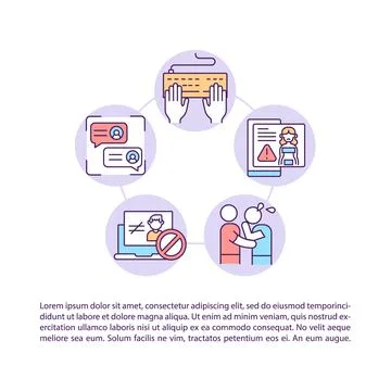 Reporting hurtful content concept line icons with text Stock-Illustration