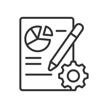 Reporting, icon in line design. Data analysis, Performance report, Business 스톡 일러스트