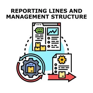 Reporting lines and management structure organizing business process 库存插图