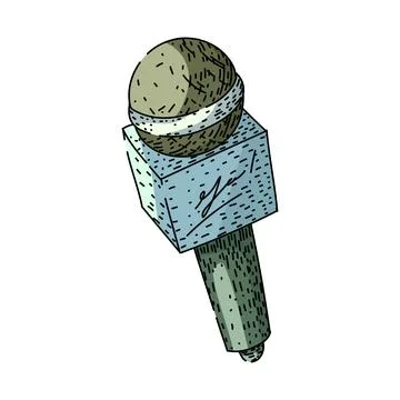 Reporting news live with an interview microphone Stock Illustration