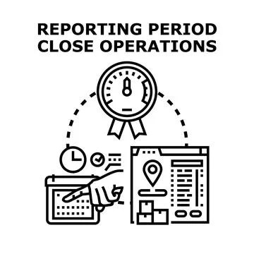 Reporting period close operations management concept illustration Stock Illustration