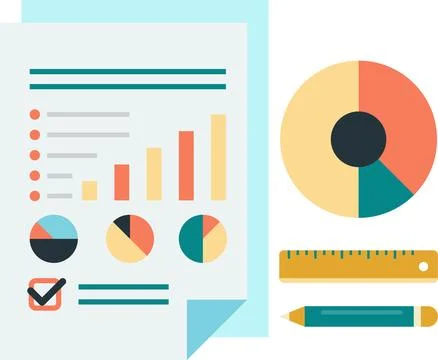 Reports and statistics illustration in minimal style 库存插图