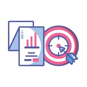 Reports with digital objects in white background Illustrazione stock