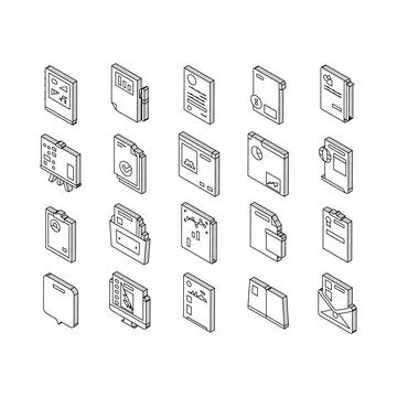 Reports Documentation Collection isometric icons set vector Stock Illustration