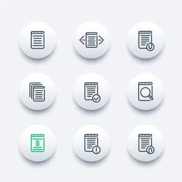 Reports, documents, account, records line icons set イラスト素材