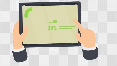 Reports on a tablet. Animation of infographic indicators and results. Cartoon Stock Footage 235300323