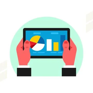 Reports-on-the-tablet-screen Stock Illustration