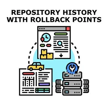 Repository history managing data rollback points Illustrazione stock