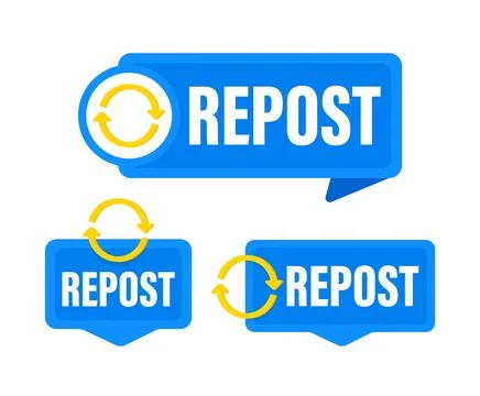 Repost buttons set with arrows refreshing sharing content Stock-Illustration