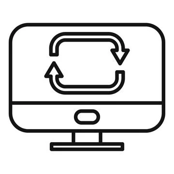 Repost computer icon outline vector. Report chart Illustrazione stock