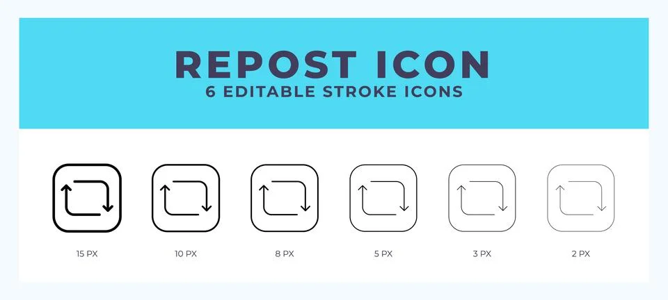 Repost icon in thin line. Bold line. Regular line. Editable stroke. Stock Illustration