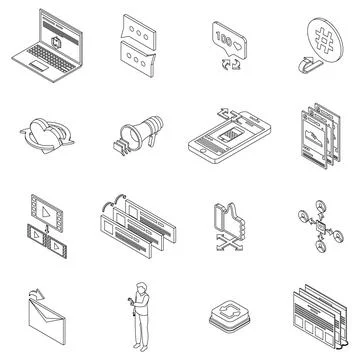 Repost icons set vector outline Stock Illustration
